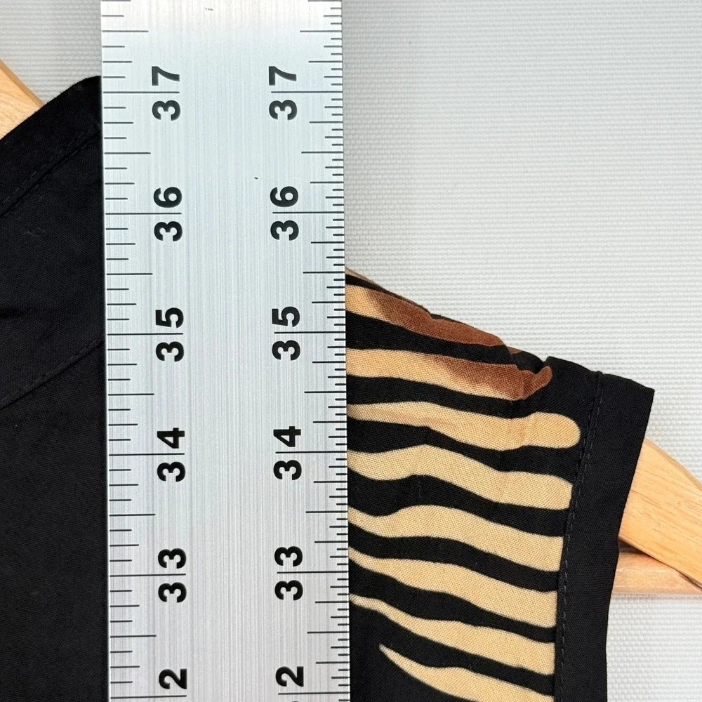 Hilo Hattie Island Collections Palm Leaf Shift Dress Womens XL Black Tan Resort